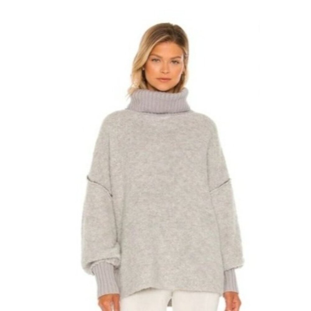 Free People Women's Milo Pullover Sweater in Heather Grey Size L - Picture 2 of 10